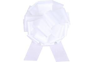 HCHENBOW 12" Large Pull Bows,2pcs Car Bows for Gift Wrapping, Christmas Party Birthday Gift Wedding Ribbon Bows for Bikes, Wrapping Boxes or Flower Decorations, Valentine's Day Gift Decorations (White)