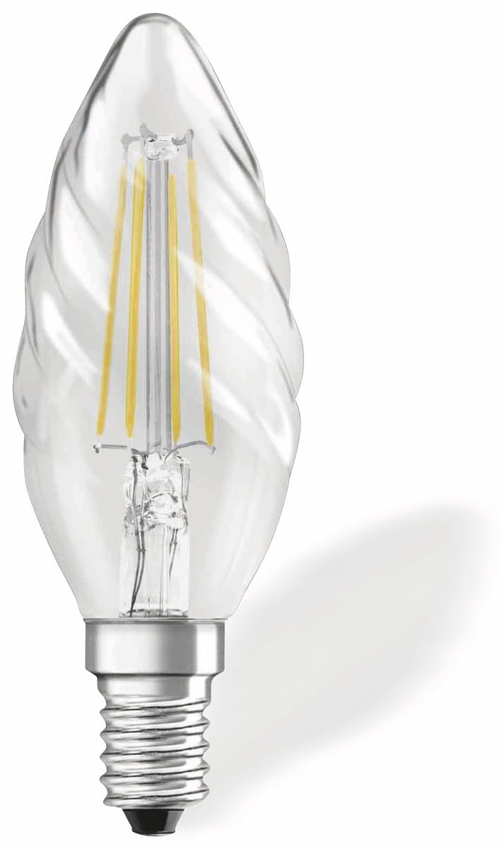 OSRAM LED Retrofit Classic BW/LED lamp, Classic mini Candle Shape: E14, 4 W, 220…240 V, 40 W Replacement, Clear, Warm White, 2700 K, 1pack