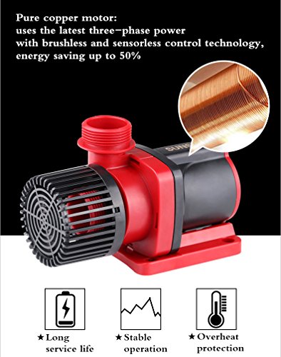 SUNSUN JDP-3500 Controllable Dc Variable Water Pump 1585GPH with Controller for Marine Freshwater Aquarium Pond Circulation