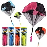 HENGBANG 4PCS Set Tangle Parachute Figures Hand Throw Soliders Square Outdoor Children's Flying Toys | No Strin