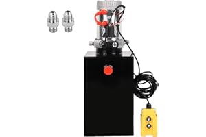 LCyindu 15 Quart Hydraulic Power Unit 12V DC Single Acting Hydraulic Pump Metal Reservoir Dump Trailer Pump for Dump Trailer Car Lifting