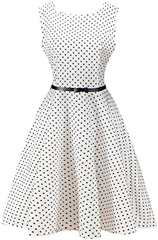 SDFRKKLI Nice Vintage 50s Party Cocktail Dresses Sleeveless Dress with Belt