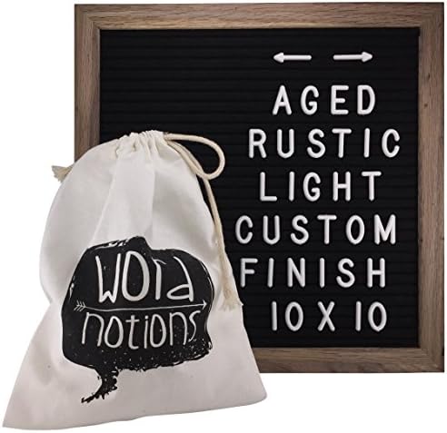 Farmhouse Felt Letter Board | 680 Characters, Letters &amp; Emojis | @, #, $, ♥,¢, ?, ♪, :), &amp; MORE | Drawstring Canvas Pouch | 10" x 10" Oak Wood Frame (Light Rustic)