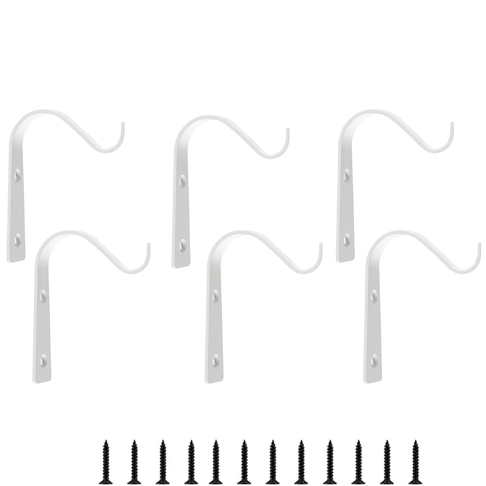 Lxoraziy 6 Pcs Hooks for Plant Basket, Lantern, Bird Feeders - Black Metal Wall Hanging Brackets, Indoor/Outdoor Garden Hook Décor