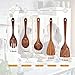 Wooden Kitchen Utensil Set 5 Cooking Utensils Spatula Spoons for Cooking Nonstick Cookware, 100% Handmade by Natural Teak Wood