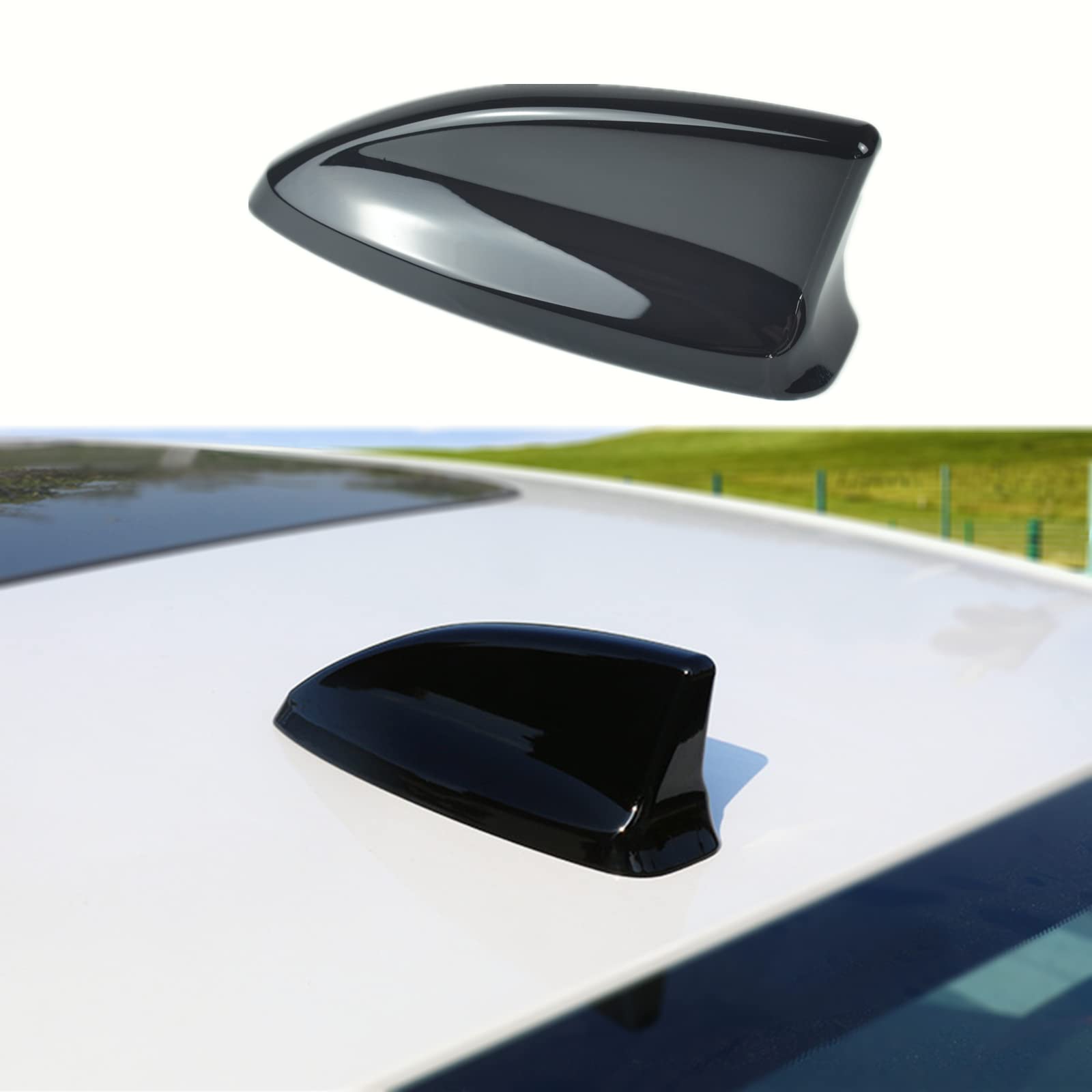 Photo 1 of for Civic 2022 2023 2024 2025 2026, Car Shark Fin Antenna Topper Cover Trim Exterior Decoration Sticker for 11th gen Civic Accessories - Glossy Black
