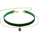 Fuqimanman2020 Black Teardrop Velvet Choker Necklace for Women Layered Gothic Choker Victorian Necklace Aesthetic Vampire Necklaces for Womens