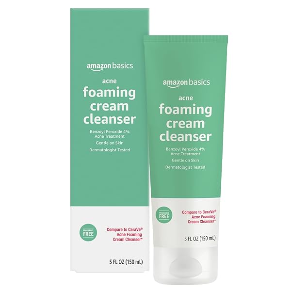 AMAZON BASICS ACNE CREAM CLEANSER WITH 4% BENZOYL...