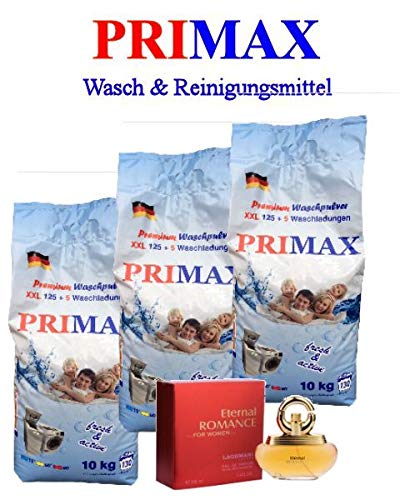 3 x 10 kg Waschpulver Primax Premium + ein Microfasertuch + ein Parfüm gratis