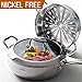 HOMI CHEF Mirror Polished NICKELFREE Stainless Steel 5 Quart Saute Pan & Steamer Insert with Lid (11 Inch, Whole-Clad 3-Ply) - Chef Pan & Chef Steamer - Cookware Set