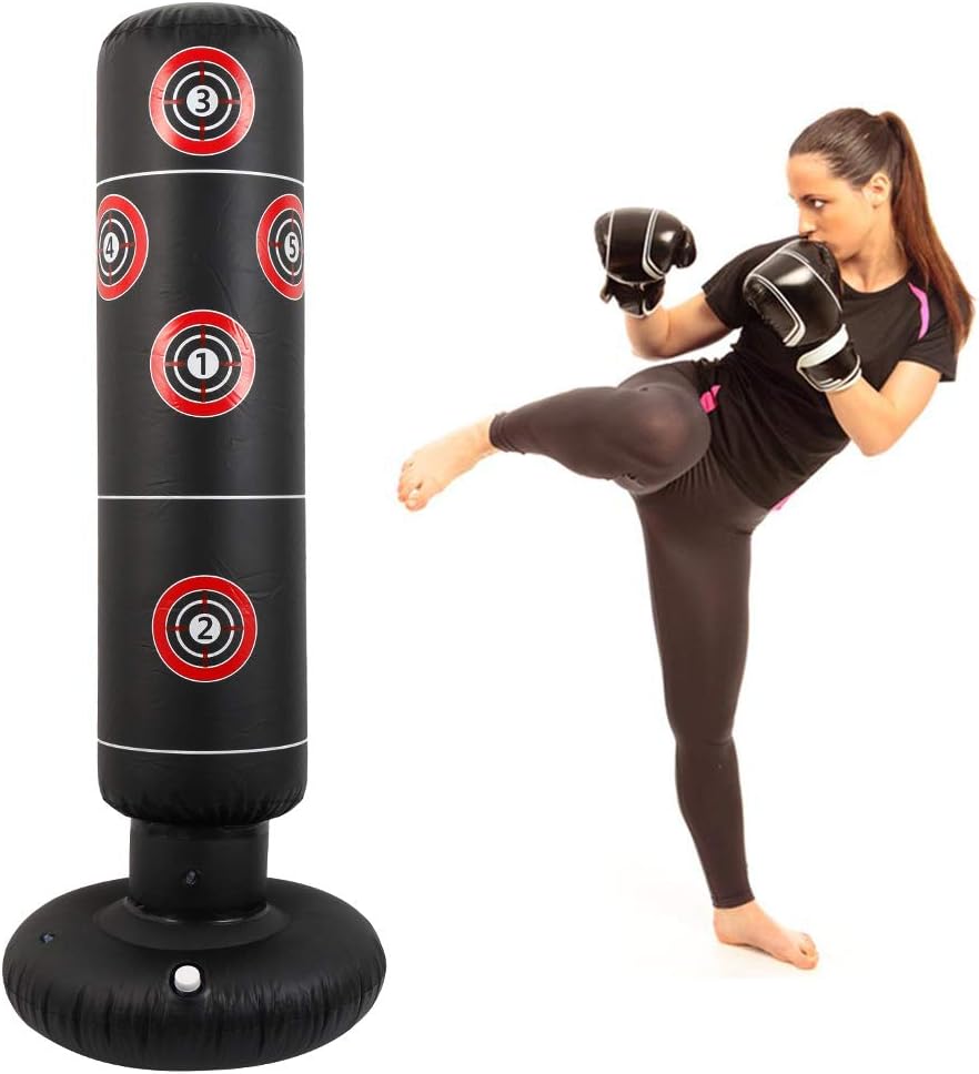 Scorpiuse 63-in Inflatable Punching Bag Fitness MMA Target Bag Free-Standing Power Boxing for Children Teens Adults