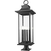 Z-Lite 5017PHXLR-533PM-BK Tiberius - 6 Light Outdoor Pier Mount-36.75 Inch Tall and 12 Inch Wide