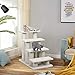 Tangkula Pet Stairs for Cats and Dogs, 4-Step Carpeted Ladder Ramp Cat Climber Cat Scratching Post, Multi-Step Dog Stairs for High Beds, Couch (Grayish White)