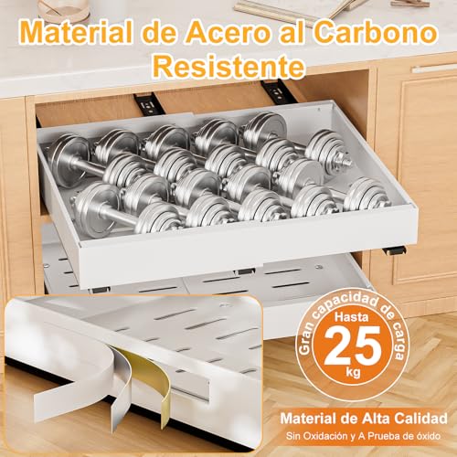 Gaethra Cajón Telescópico 2 piezas Cajones Extraibles Para Cocina Bandeja Armario Cocina Cajón Deslizante Para Alacena Cajón de Cocina Extensible Desplegable Organizador de Cajones(52-32 x 42 x 7cm)