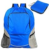 Teamoy Foldable Sackpack Drawstring Backpack with Straps, Pockets, Reflective Tapes