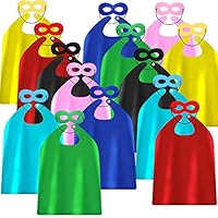 ADJOY Superhero Capes and Masks for Kids Birthday Party - DIY Dress Up Costumes - Bulk Pack of 28 Pcs (14 Sets)