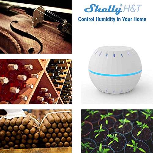 Shelly H&T Humidity and Temperature Wireless Smart Sensor Compact WiFi Hygrometer Monitor Home Automation iOS Android Application