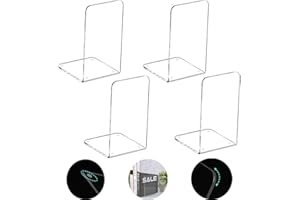 mitumomo 4Pcs Acrylic Bookends for Shelves, Clear Bookends for Heavy Books, Plastic Bookends for Kids Shelves, Desk Organizer