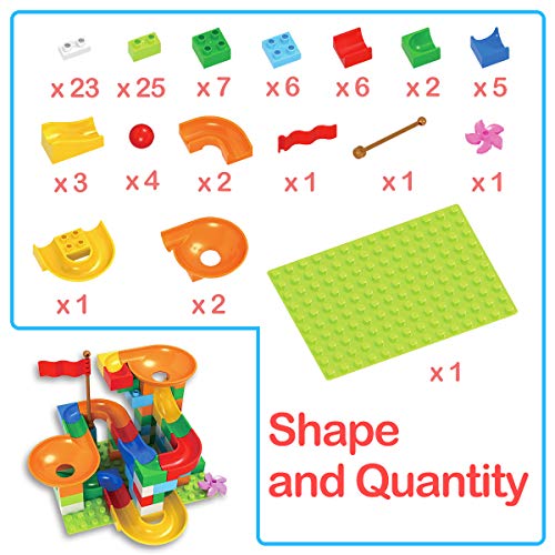 Ranphykx Building Blocks Toys for Children Learning Colors with Marble Run for Kids Toy 90 Pieces