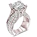 Desirepath 925 Sterling Silver Ring, Cubic Zirconia CZ Diamond Elegant Eternity Engagement Wedding Band Ring