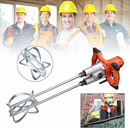 Hand Held Power Concrete Mixers 1800W Portable Electric Mortar Plaster Mixer Tool Double Shaft, US STOCK - Thumbnail 6