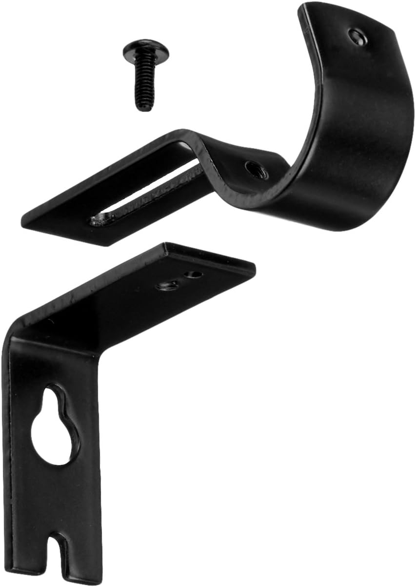 Amazon Basics Metal Curtain Pole Wall Brackets with Adjustable Length of 7 - 11 cm for up to 25 mm Curtain Rod, Set of 2, Black - Image 5