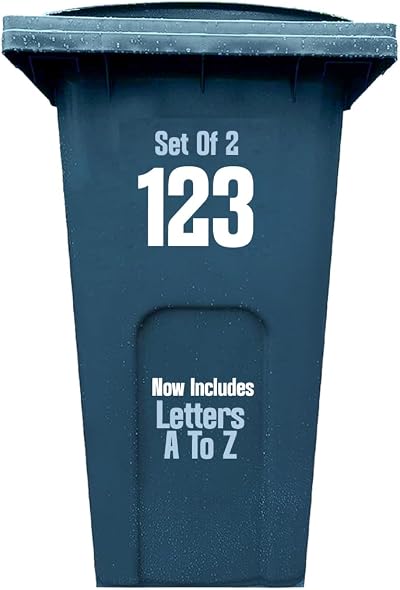 Personalised Wheelie Bin Numbers 1-999 and Letters A-Z Two Sets Waterproof Vinyl