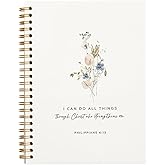 Tizzer Christian Bible Notebook for Women, Floral Christian Prayer Spiral Journal, Scripture Bible Journaling Notebooks for Note Taking, Christian Gifts for Women, Philippians 4:13 I Can Do All Things Hardcover Spiral Notebook 5.5x8.3