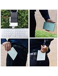 PFCKE Teclado plegable Bluetooth, ultra delgado, tamaño completo, recargable, portátil, plegable, Bluetooth para iOS Android Windows, IPad Smartphones Tablets, con viajes de negocios.