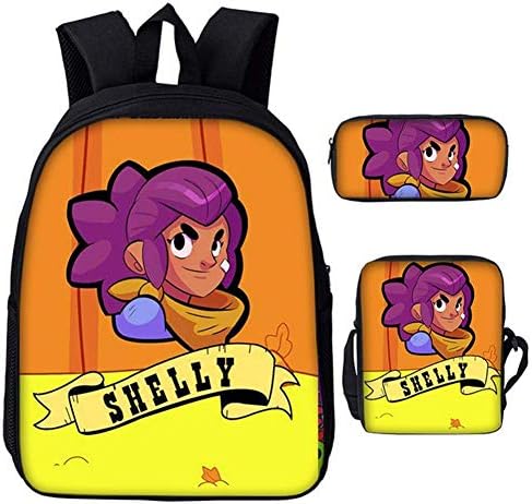 KJHUDD Brawl Stars Children Primary School Bags Set Bookbags Shoulder Bag Pouch/Pencil Case 3 in 1