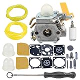 Hilom Carburetor with carb kit Fuel Filter Line for Homelite Ryobi Poulan Craftsman 30cc 26cc 25cc Trimmer Blower ZAMA C1U-H60 Carb Replace 308054013 308054012 308054004 308054008
