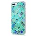 Badalink iPhone 8 plus Case, iPhone 7 plus Case - TPU Rubber Skin Bumper Case Shockproof Flexible Easy Grip with Cute Floral Painting Ultra Slim Protective Cover for iPhone 7 Plus/8 plus - Green Grids
