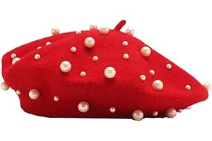 XIMKEE Vintage Beret Hat Pearl Wool Lady Winter Warm Hat Beanies Artist Hat