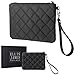 Ellis James Designs Wristlet Glam Bag - Small Makeup Bag For Purse W/Zip & Wristlet Strap (Black) 7x5x0.5 Inch, Great for Travel or Night Out