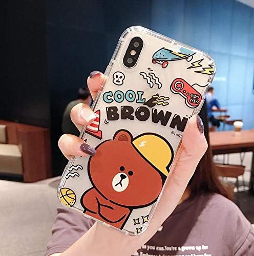 Funny Cartoon Brown Cony Bear Fashion Couple Transparent TPU Mobile Phone CaseFfor iPhone 6 6s 7 8 Plus X XR XS MAX Cover (2, for iPhone 8 Plus)