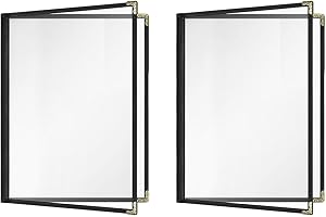 Goodsmart Cafe-Style Menu Covers, 2Pages/4Views Standard 8.5''x 11”Menu Holders, Durable Double-Stitched Edges, Crystal Clear Vinyl Protection, Easy-Insert Design Ideal for Restaurants