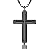 WorthyOne Cross Necklace for Men - Silver/Gold/Black 24-inch Stainless Steel Chain with Cross Pendant, Jewelry Gift for Him