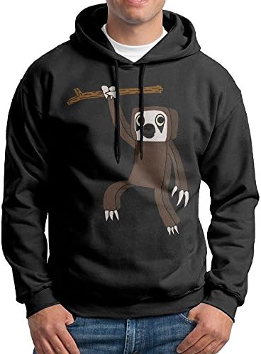 Fashion Men's Athletic Sloth Print Soft &amp; Cozy Drawstring Pullover Without Pocket Hoody Black M