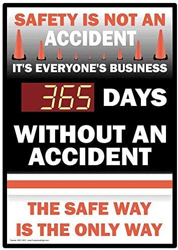 AmyyEden PVC Digital Safety Awareness Scoreboard, 8x12 inch with Red LED Counter, White