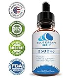 Hemp Oil Extract for Pain, Anxiety & Stress Relief - 2500mg - Blue Dream - Grown & Made in USA - Anti-Inflammatory and Joint Support - 100% Natural Hemp Drops - Sans CBD