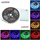 LED Strip Lights,AUDEW 5ft RGB SMD 5050 45 LED Flexible Light Strip with Battery Box Waterproof for Home Outdoor Lighting Craft Hobby Light Decoration 10.8W 150 cm