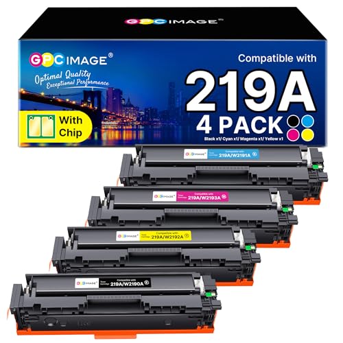 219A 219X MFP 3302FDW Toner with Chip Compatible for HP 219A 219X 219 for HP Color LaserJet Pro MFP 3302FDW 3302SDW 3302FDN 3302FDNG 3302FDWG 3302SDWG 3202DN (Black Cyan Yellow Magenta 4 Pack)