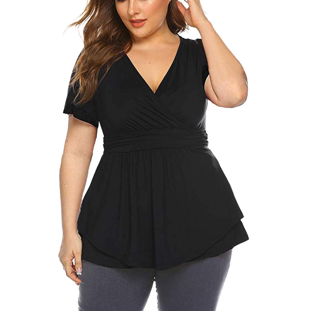 Plus Size Women Tops V-Neck Casual 