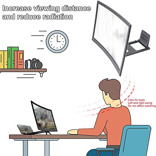 Faraone4w 12Screen Magnifier, Mobile Phone Screen Amplifier Magnifier Enlarger for Cell Phone, 3D HD Movie Screen Magnifying with Curved Surface Design