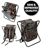 GigaTent Folding Cooler and Stool Backpack – Multifunction Collapsible Camping Seat and Insulated Ice Bag with Padded Shoulder Straps