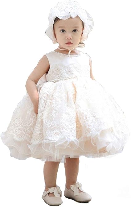 Amazon Kocekid ベビー ドレス 女の子ドレス 赤ちゃんウェディングドレス ベビーワンピース ビーズ付き 総レース 豪華 チュチュドレス エレガント 豪華 高級感 チュールたっぷり ふわふわスカート セレモニードレス ベビー服 結婚式 写真撮影 フラワーガール