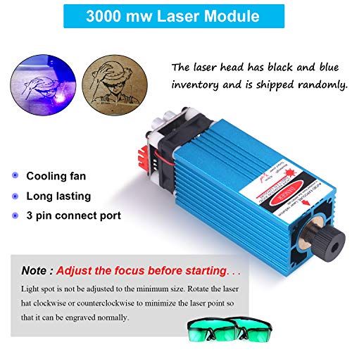 Upgrade 3000MW Laser Engraver CNC 3018 Pro Router Kit Engraving Machine, GRBL Control 3 Axis DIY Mini CNC Machine Wood PCB Milling Machine with Offline Controller + CNC Router Bits + ER11 Extension Ro