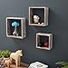 EZOWare Floating Shelves, Set of 3 Rustic Torched Wood Cube Square Storage Wall Decorative Display Shelves - Brown