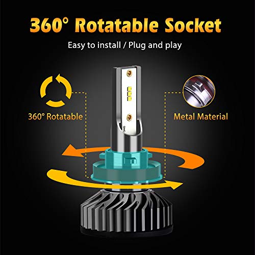 ALUNAR H11 Hi/Lo Car LED Headlight Bulbs All-in-One Conversion Kit Plug Play White COB Chip 72w 8000lm Auto Head Lamp 12V Replace LED Headlight Bulbs Vehicle Lighting (F2 H11 ZES) - Thumbnail 4