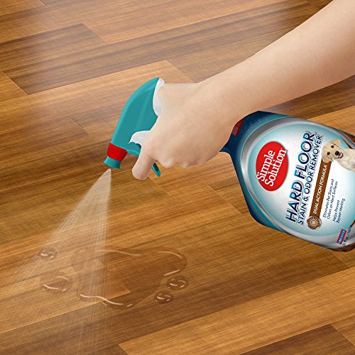 Simple Solution Hard Floor Extreme Pet Stain and Odor Eliminator Spray, Dog and Cat Enzyme Cleaner, Pro-Bacteria Cleaning Power, Strong Urine, Pee and Poop Smell Remover for Hardwood Floors, 32 oz